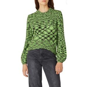 Blank NYC The Clash green ribbed puff sleeve sweater Size small Dopamine Artsy
